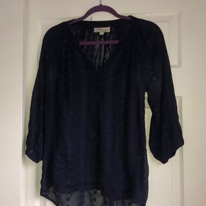Navy Blouse with Lace detail